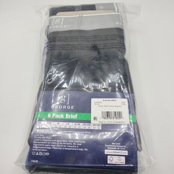 George Mens 6 Pack Briefs*Size 3XL(48-50)*Multicolors *New* - Picture 5 of 5